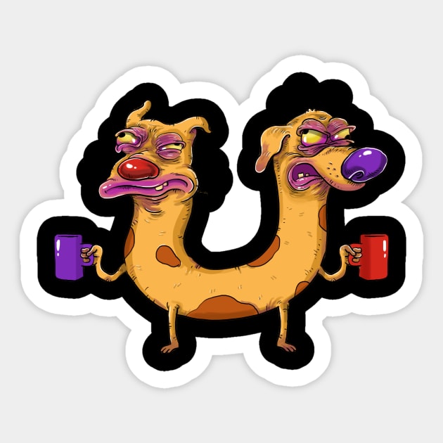 Catdog Before Coffee Sticker by idrawcartoons